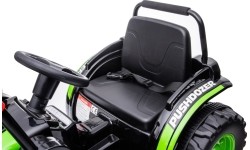 Pojazd elektryczny traktor z koparką, zielony