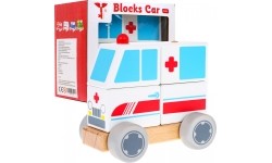 Drewniany samochodzik ambulans