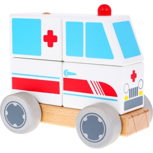 Drewniany samochodzik ambulans