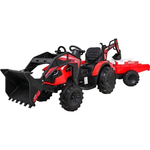 Traktor na akumulator z przyczepą Buggy 720-T, czerwony
