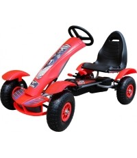 Duży gokart z pompowanymi czerwonymi kołami