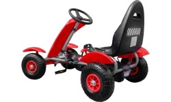 Duży gokart z pompowanymi czerwonymi kołami