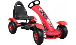 Duży gokart z pompowanymi czerwonymi kołami