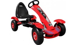 Duży gokart z pompowanymi czerwonymi kołami