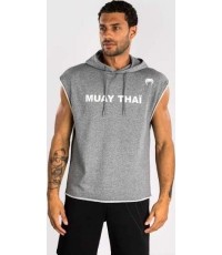 Bluza z kapturem bez rękawów Venum Muay Thai VT, szary melanż