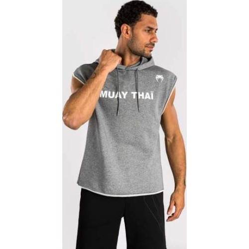 Bluza z kapturem bez rękawów Venum Muay Thai VT, szary melanż