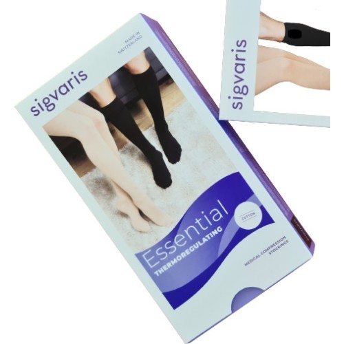 Podkolanówki uciskowe COTTON by SIGVARIS, klasa ucisku 2 - M Plus - Normalna - Cielisty - Otwarta