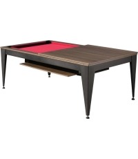 Pool Table / Dining Table, Vancouver III, 7 ft., black/brown, burgundy cloth