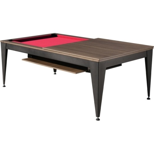 Pool Table / Dining Table, Vancouver III, 7 ft., black/brown, burgundy cloth