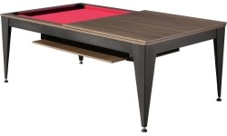 Pool Table / Dining Table, Vancouver III, 7 ft., black/brown, burgundy cloth