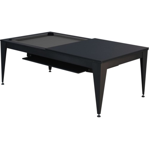 Stół bilardowy / stół jadalny Vancouver III, 7 ft, czarny/czarny, szare sukno