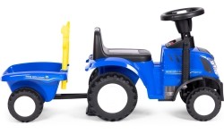 Traktor jeżdżący dla dzieci z przyczepą, interaktywną kierownicą i dźwiękami, niebieski