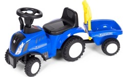 Traktor jeżdżący dla dzieci z przyczepą, interaktywną kierownicą i dźwiękami, niebieski