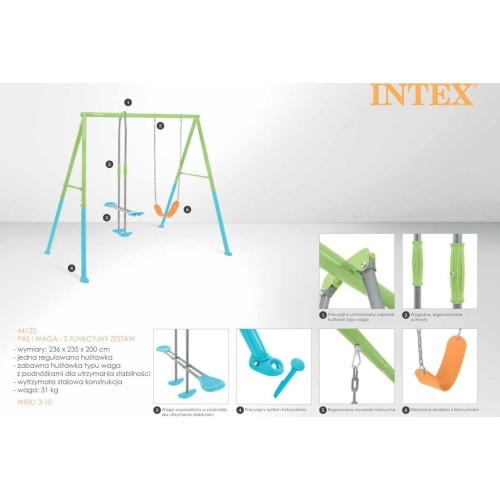 Huśtawka ogrodowa podwójna dla dzieci INTEX 44120