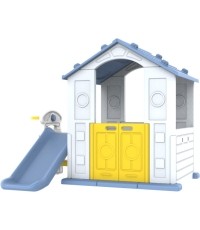 3in1 Garden House for Children Blue Roof + Slide + Basketball