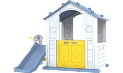 3in1 Garden House for Children Blue Roof + Slide + Basketball