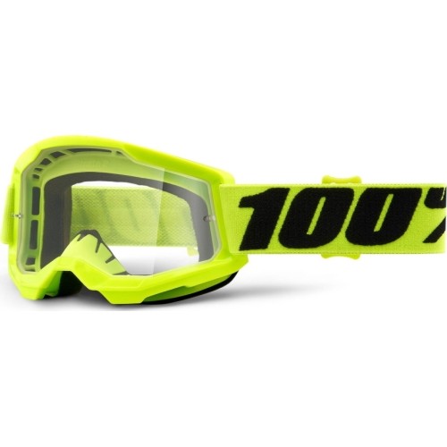 Dziecięce gogle motocrossowe 100% Strata 2 Youth - Żółty, przezroczysta pleksi