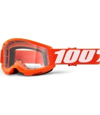 Dziecięce gogle motocrossowe 100% Strata 2 Youth - Pomarańczowy, przezroczyste plexi