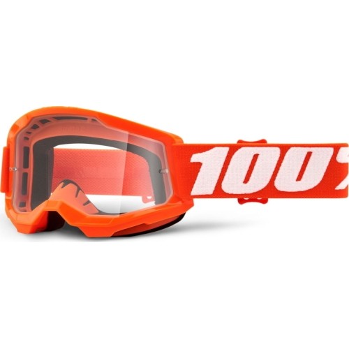Dziecięce gogle motocrossowe 100% Strata 2 Youth - Pomarańczowy, przezroczyste plexi