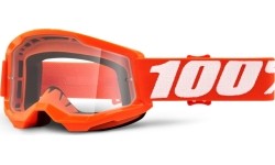 Dziecięce gogle motocrossowe 100% Strata 2 Youth - Pomarańczowy, przezroczyste plexi