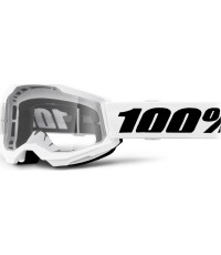 Dziecięce gogle motocrossowe 100% Strata 2 Youth - Biały, przezroczyste plexi