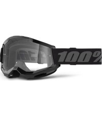 Dziecięce gogle motocrossowe 100% Strata 2 Youth - Czarny, przezroczysta pleksi