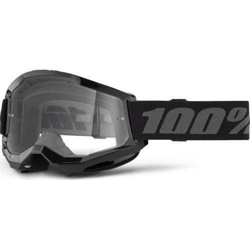 Dziecięce gogle motocrossowe 100% Strata 2 Youth - Czarny, przezroczysta pleksi
