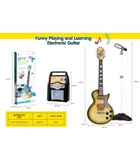 Zestaw gitara i wzmacniacz, brązowy