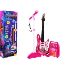 Gitara elektryczna ze wzmacniaczem, różowa