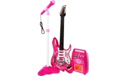 Gitara elektryczna ze wzmacniaczem, różowa