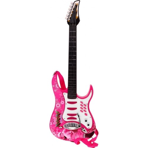 Gitara elektryczna ze wzmacniaczem, różowa