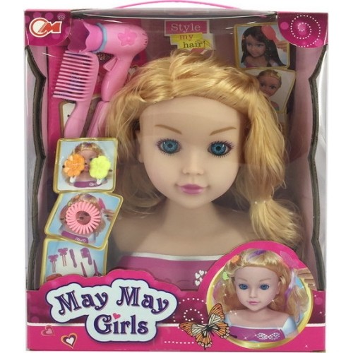 Głowa do stylizacji blond z akcesoriami