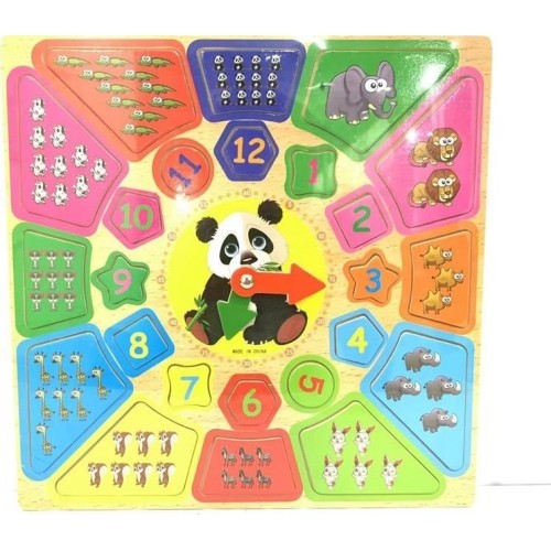 Tablica edukacyjna z zegarem i nauką liczenia Panda