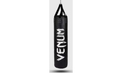 Worek bokserski Venum Challenger + hak sufitowy - czarny/biały - wypełniony - 130 cm