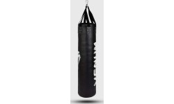 Worek bokserski Venum Challenger + hak sufitowy - czarny/biały - wypełniony - 130 cm
