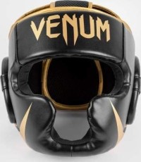 Kask bokserski Venum Challenger – czarno-złoty