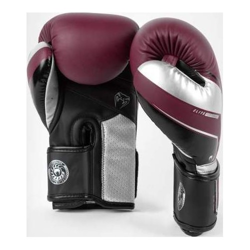 Rękawice bokserskie Venum Elite Evo – bordowo-srebrne