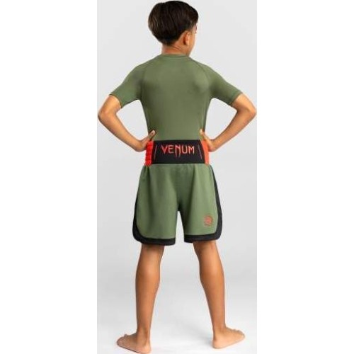 Dziecięce spodenki bokserskie Venum Classic, zielony khaki / pomarańczowy
