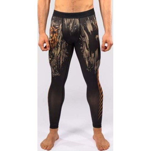 Męskie legginsy sportowe Venum Tiger, czarno-neonowe pomarańczowe