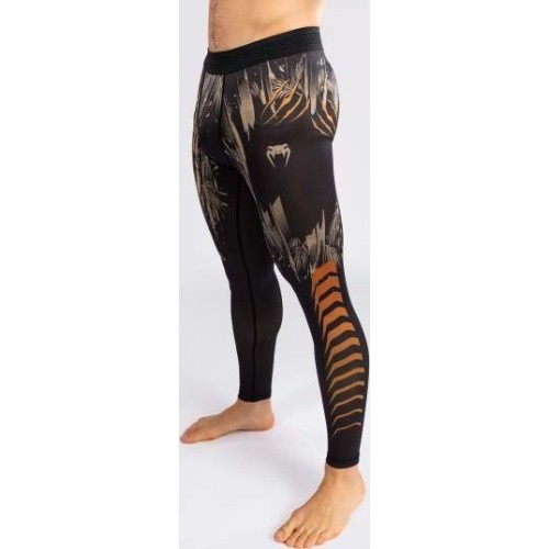 Męskie legginsy sportowe Venum Tiger, czarno-neonowe pomarańczowe