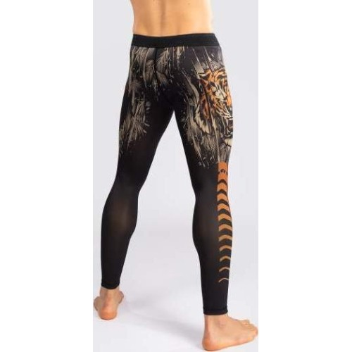 Męskie legginsy sportowe Venum Tiger, czarno-neonowe pomarańczowe