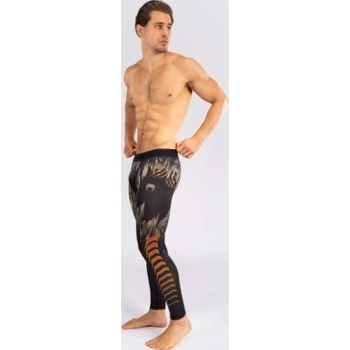 Męskie legginsy sportowe Venum Tiger, czarno-neonowe pomarańczowe