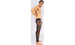 Męskie legginsy sportowe Venum Tiger, czarno-neonowe pomarańczowe