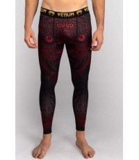 Legginsy Venum Quetzal Fury, czarne/czerwone/pomarańczowe