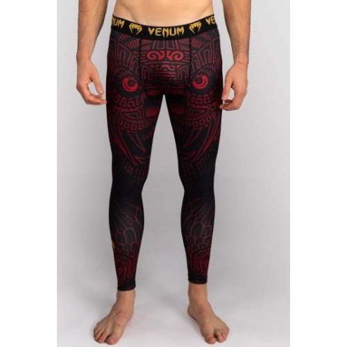 Legginsy Venum Quetzal Fury, czarne/czerwone/pomarańczowe