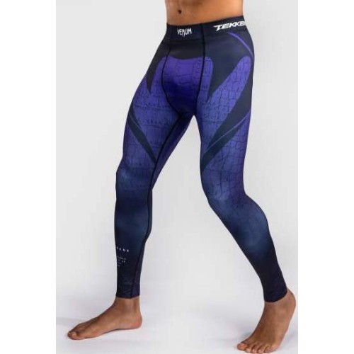 Legginsy kompresyjne Venum x TEKKEN 8 Kazuya, czarne/niebieskie