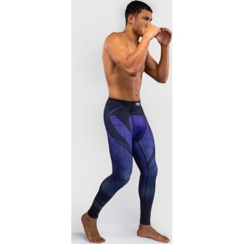 Legginsy kompresyjne Venum x TEKKEN 8 Kazuya, czarne/niebieskie