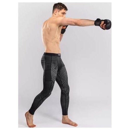 Legginsy Venum Midnight Fury, czarno-szaro-srebrne