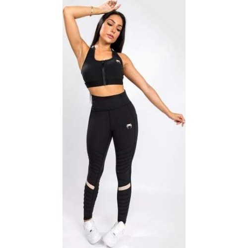 Legginsy damskie Venum Moto, czarno-piaskowe