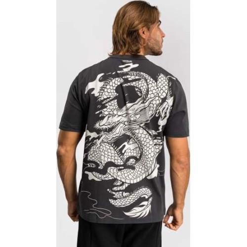 Koszulka męska Venum Dragon's Flight – antracytowa szarość / kremowa biel